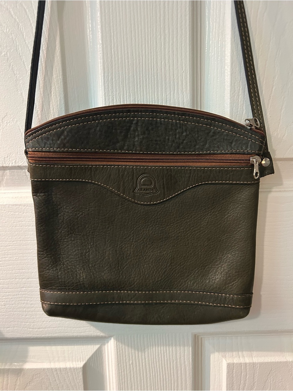 Olive Green Leather Crossbody Bag